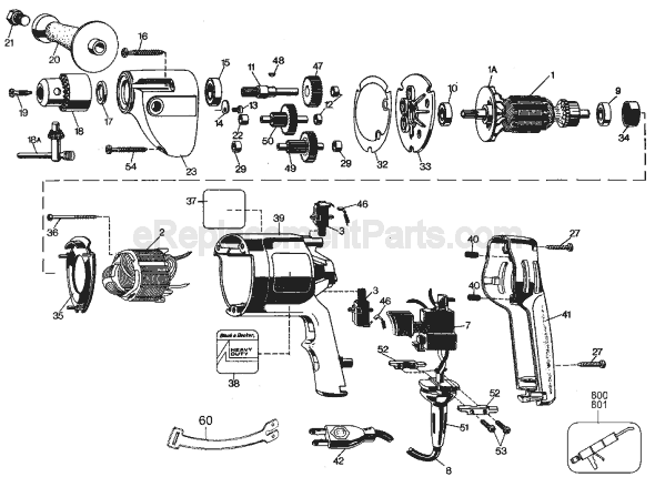 Page A Diagram and Parts List for 1310-10 Type 1 Black and Decker Electric Drill